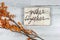 Gather together sign with orange winter berries - Thanksgiving background