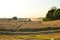 Gathering harvest in wheat field