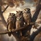A gathering of owls in a tree, exchanging New Years Eve resolutions on parchment scrolls2