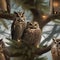 A gathering of owls in a tree, exchanging New Years Eve resolutions on parchment scrolls3