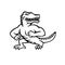 Gator or Alligator Standing in Fighting Stance Mascot Black and White