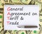 GATT symbol. Concept words GATT general agreement on tariff and trade on white note on beautiful white background. Business GATT