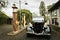 Gatton, Queensland, Australia - October 24, 2020: Front view of a black Ford 1935 Series Street Rod Utility.