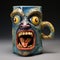 Gaudy And Grotesque Ceramic Mug With Angry Creature - Yale University School Of Art