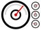 Gauge meter symbol, icon at 4 stages. pressure gauge, odometer,