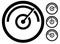 Gauge meter symbol, icon at 4 stages. pressure gauge, odometer,