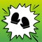 Gauntlet sign illustration. Black Icon on white popart Splash at green background with white spots. Illustration