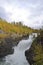 Gaustafallet waterfall in autumn in sweden