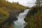 Gaustafallet waterfall in autumn in sweden