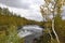 Gaustafallet waterfall in autumn in sweden