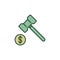Gavel with Dollar Sign vector Corruption concept colored icon