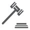 Gavel glyph icon, justice and judge, hammer sign, vector graphics, a solid pattern on a white background.