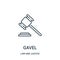 gavel icon vector from law and justice collection. Thin line gavel outline icon vector illustration. Linear symbol for use on web