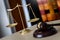 Gavel and legal Judge gavel scales of justice and law working on