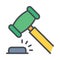 Gavel outline vector icon. simple outline filled element illustration from business concept. editable vector.