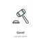 Gavel outline vector icon. Thin line black gavel icon, flat vector simple element illustration from editable law and justice
