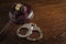 Gavel and Pair of Handcuffs on Table