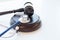 Gavel and stethoscope. medical jurisprudence. legal definition of medical malpractice. attorney. common errors doctors, nurses and
