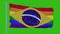 Gay Brazil Pride Flag waving in the wind against green screen background. 3d rendering