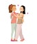 Gay couple illustration. isolated cute homosexual girls on a white background. cartoon homosexual character design.