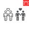 Gay couple line and glyph icon, lgbt and heart, homosexual couple sign vector graphics, editable stroke linear icon, eps