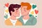 Gay feelings male love cartoon illustration generative ai