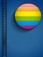 Gay Flag Button on Jeans Fabric Texture