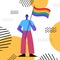 gay holding rainbow flag LGBT parade pride festival transgender love concept full length