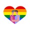 Gay Lovers in heart. Couple Two boys. LGBT Love sign symbol