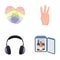 Gay, music and other web icon in cartoon style.deafness, alcohol icons in set collection.