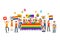 Gay parade. People with placards. Sexual revolution or free love. Holiday, celebration, festivity vector illustration