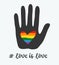 Gay poster with rainbow heart in hand. LGBT rights concept