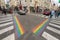 Gay pride flag crosswalks in Paris