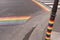 Gay pride flag crosswalks in Paris gay village