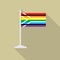 Gay pride flag of South Africa. LGBT flag with flagpole flat icon with long shadow. Vector illustration EPS10 of a rainbow pride.