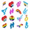 Gay pride isometric 3d icons