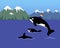 Gay pride orca killer whale. Wildlife mammal nature concept