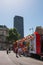 Gay Pride Parade Day 2019 in Paris, colorful red truck & balloons