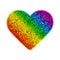 Gay Pride rainbow glitter heart. Colorful shiny background with sparks. Vector illustration in LGBT flag colors. Symbol