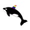 Gay pride rainbow orca killer whale. Illustration clip art, isolated on white background