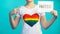 gay protes lgbt empower woman sign rainbow flag