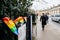 Gay rainbow flag on the steel fence