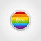 Gay rainbow round icon with love inscription. LGBT community fllag