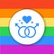 Gay relationship color glyph icon. Homosexual orientation concept.