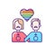 Gay relationship RGB color icon