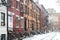 Gay Street in the Greenwich Village neighborhood of New York City is covered with snow after a winter snowstorm