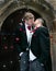 Gay wedding, grooms leave village church after being married to smiles and confetti