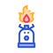 Gaz Cylinder With Fire For Cooking Vector Icon