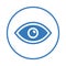 Gaze, look, eye search icon. Blue vector sketch