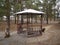 Gazebo in the autumn forest.